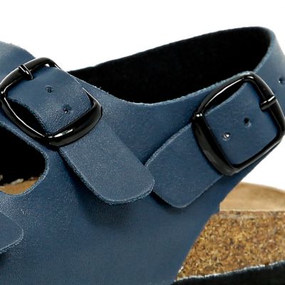 Boys blue double strap flat bed sandals